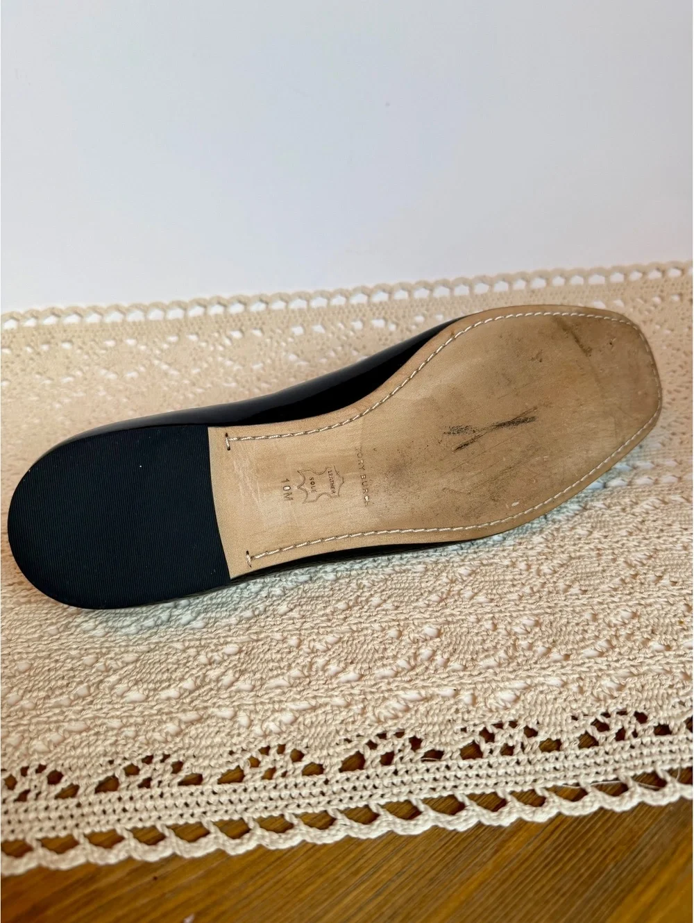 Tory Burch Navy Blue Patent Leather Logo Ballet Flats Women’s Size 10M